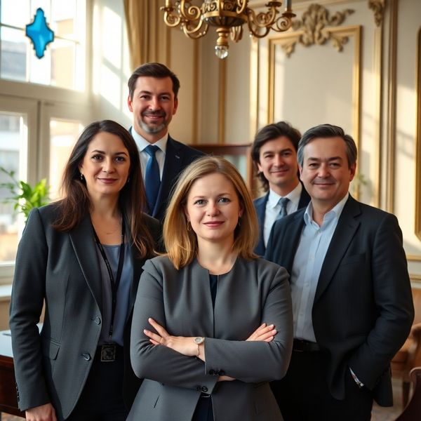 Portrét tímu Dobrý Atelier v presvetlenej kancelárii